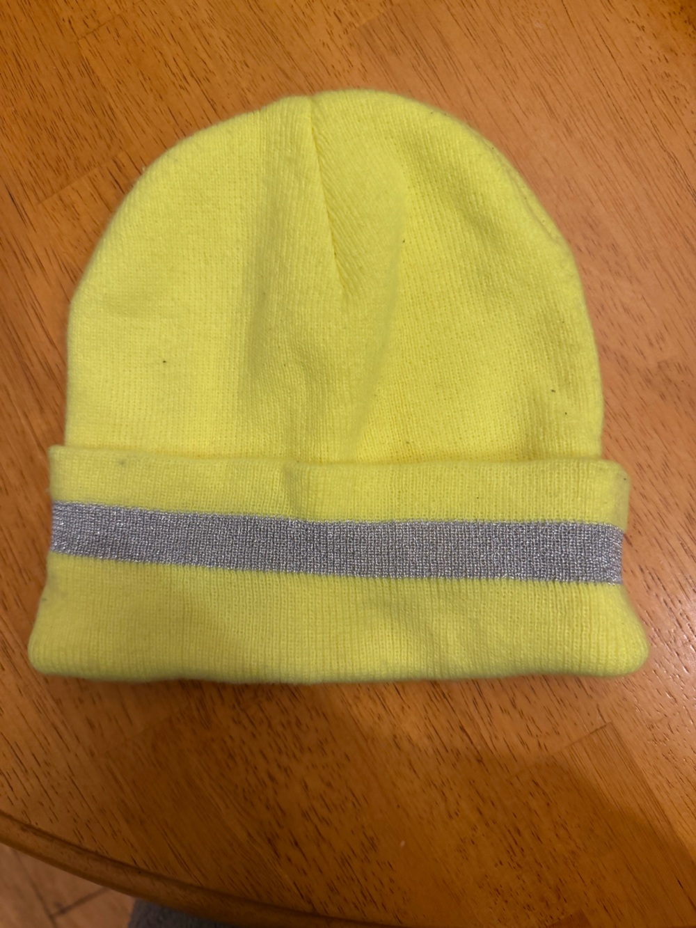 Kids Neon Yellow Beanie with Reflective Stripe